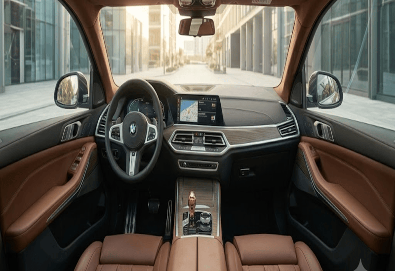 نمای داخلی و کابین چرم قهوه‌ای ب‌ام‌و X7 M60i مدل ۲۰۲۳ فول کامل